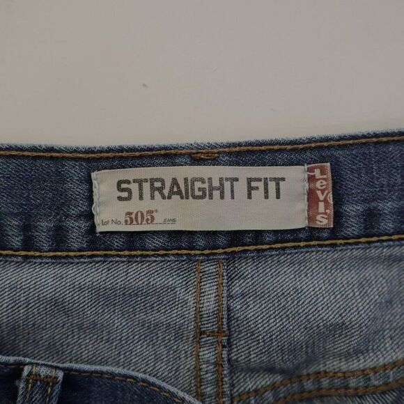 Levi's 505 Straight Fit Blue Denim Stone Wash Mid‎ Rise Jeans 39/29 Tag 38/30 - Picture 6 of 8